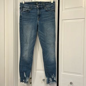 7 for all mankind skinny ankle jeans with distressed ankle
